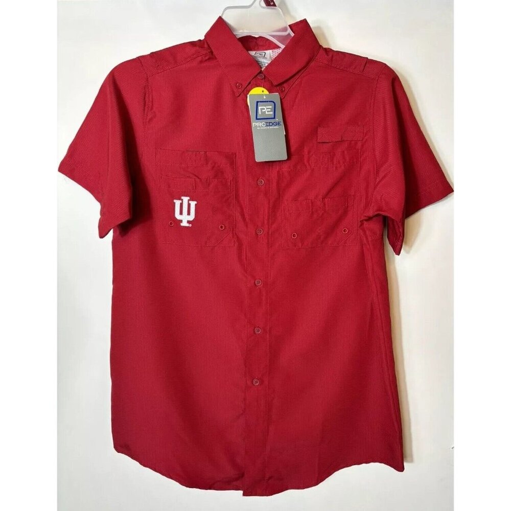 Hoosiers Fishing Shirt Pro‎ Edge Brand Red Short Sleeve’s Men’s Size Small.